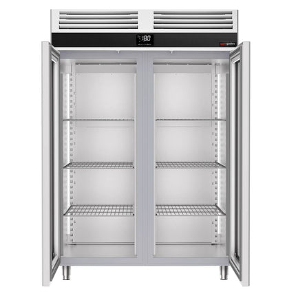 GGM Gastro Commercial Upright Freezer Stainless steel PREMIUM - GN 2/1 - 1400L - with 2 glass doors