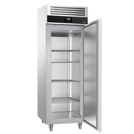 GGM Gastro Commercial Upright Freezer Stainless steel PREMIUM - GN 2/1 - 700L - with 1 glass door - On castors - For UK