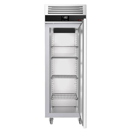 GGM Gastro Commercial Upright Freezer Stainless steel PREMIUM - GN 2/1 - 700L - with 1 glass door - On castors - For UK