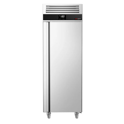 GGM Gastro Commercial Upright Freezer Stainless steel PREMIUM - GN 2/1 - 700L - with 1 glass door - On castors - For UK