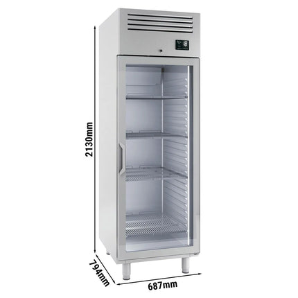 GGM Gastro Commercial Upright Freezer Stainless steel PREMIUM PLUS - GN 2/1 - 560L - with 1 glass door