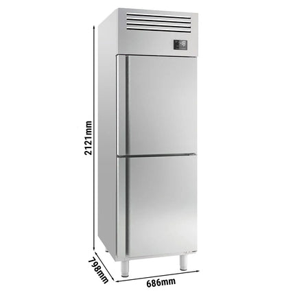 GGM Gastro Commercial Upright Freezer Stainless steel PREMIUM PLUS - GN 2/1 - 560L - with 2 half doors