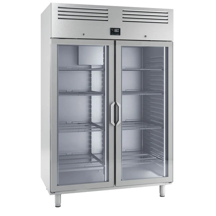 GGM Gastro Commercial Upright Freezer Stainless steel PREMIUM PLUS - GN 2/1 - 1240L - with 2 glass doors