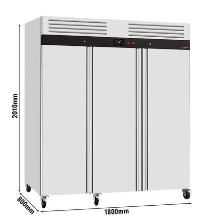 GGM Gastro Commercial Upright Fridge ECO – Stainless Steel – 1590 L – 3 Stainless Steel Doors – Plastic Interior Door Lining