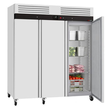 GGM Gastro Commercial Upright Fridge ECO – Stainless Steel – 1800 L – 3 Stainless Steel Doors – Plastic Interior Door Lining