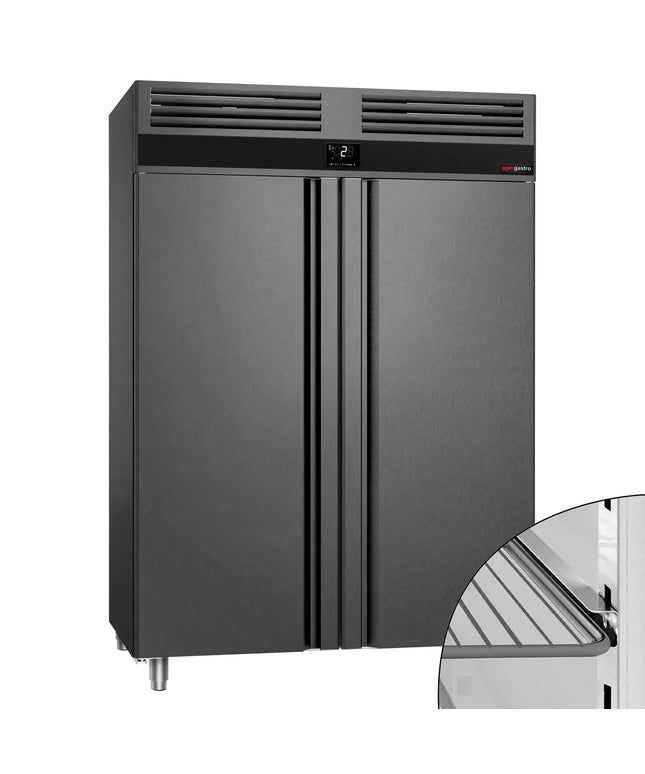 GGM Gastro Commercial Upright Fridge PREMIUM - GN 2/1 - 1400L - with 2 doors - Anthracite