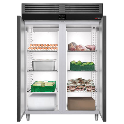 GGM Gastro Commercial Upright Fridge PREMIUM - GN 2/1 - 1400L - with 2 doors - Anthracite