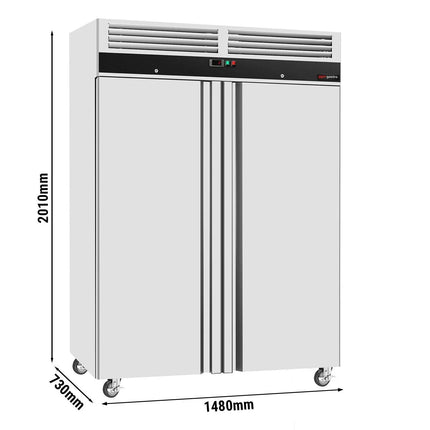 GGM Gastro Commercial Upright Fridge Stainless steel ECO - 1180L - with 2 doors - On castors - For UK