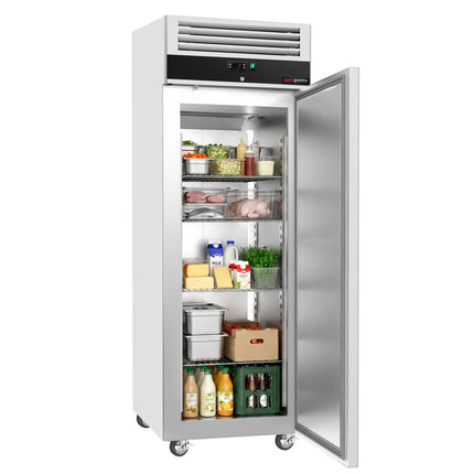 GGM Gastro Commercial Upright Fridge Stainless steel ECO - 400L - with 1 door - On castors - Lockable