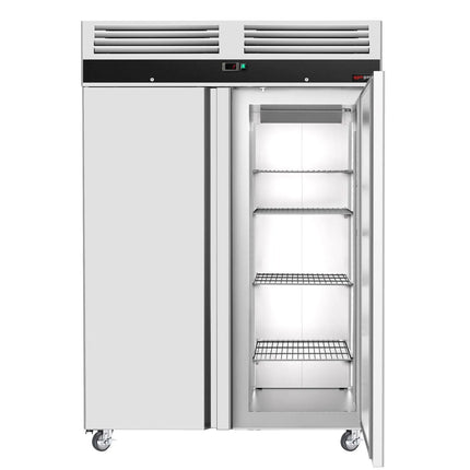 GGM Gastro Commercial Upright Fridge Stainless steel ECO - GN 2/1 - 1400L - with 2 doors - On castors