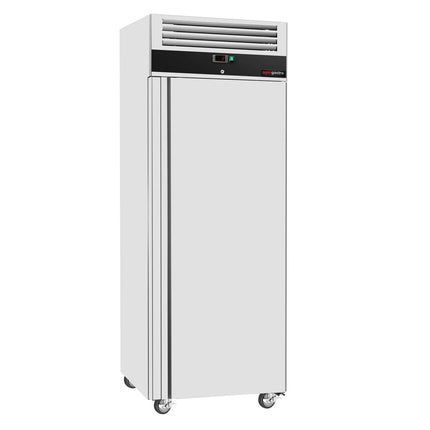 GGM Gastro Commercial Upright Fridge Stainless steel ECO - GN 2/1 - 440L - with 1 door & Rails & support grids - On castors