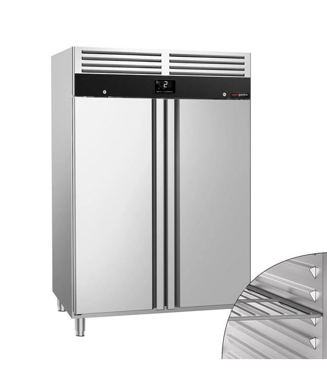GGM Gastro Commercial Upright Fridge Stainless steel PREMIUM - GN 2/1 - 1200L - with 2 doors