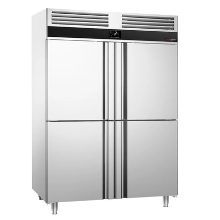 GGM Gastro Commercial Upright Fridge Stainless steel PREMIUM - GN 2/1 - 1400L - with 4 half doors