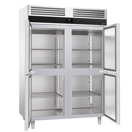GGM Gastro Commercial Upright Fridge Stainless steel PREMIUM - GN 2/1 - 1400L - with 4 half doors