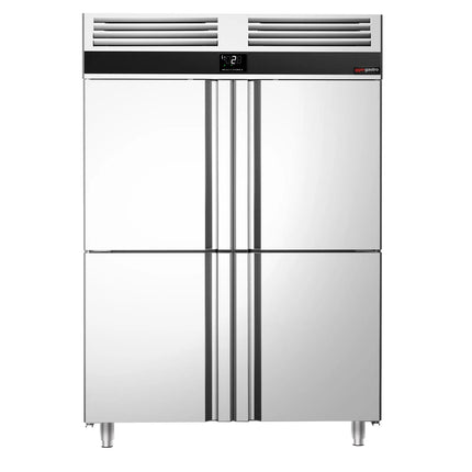 GGM Gastro Commercial Upright Fridge Stainless steel PREMIUM - GN 2/1 - 1400L - with 4 half doors