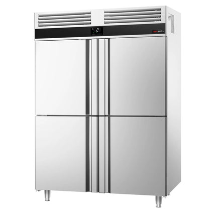 GGM Gastro Commercial Upright Fridge Stainless steel PREMIUM - GN 2/1 - 1400L - with 4 half doors