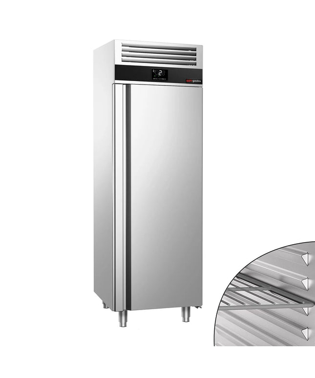 GGM Gastro Commercial Upright Fridge Stainless steel PREMIUM - GN 2/1 - 700L - with 1 door & Support grids