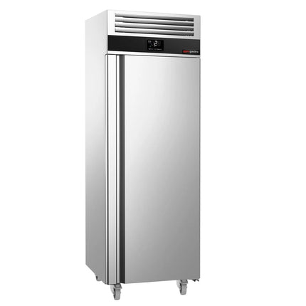GGM Gastro Commercial Upright Fridge Stainless steel PREMIUM - GN 2/1 - 700L - with 1 door - On castors - For UK