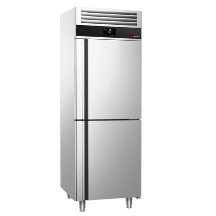 GGM Gastro Commercial Upright Fridge Stainless steel PREMIUM - GN 2/1 - 700L - with 2 half doors