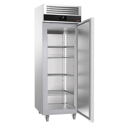 GGM Gastro Commercial Upright Fridge Stainless steel PREMIUM - GN 2/1 - 700L - with 1 door - On castors - For UK