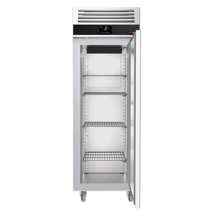 GGM Gastro Commercial Upright Fridge Stainless steel PREMIUM - GN 2/1 - 700L - with 1 door - On castors - For UK