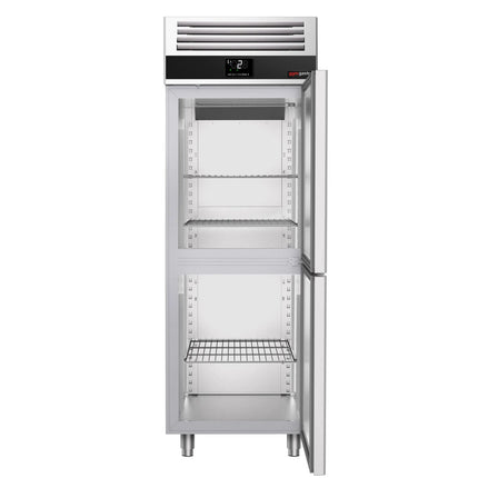 GGM Gastro Commercial Upright Fridge Stainless steel PREMIUM - GN 2/1 - 700L - with 2 half doors