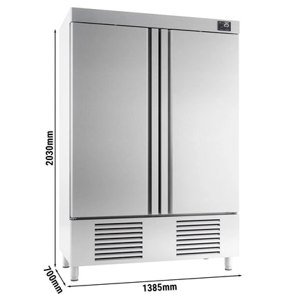 GGM Gastro Commercial Upright Fridge Stainless steel PREMIUM PLUS - 1110L - with 2 doors