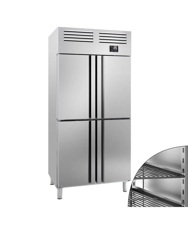 GGM Gastro Commercial Upright Fridge Stainless steel PREMIUM PLUS - GN 1/1 - 745L - with 4 half doors