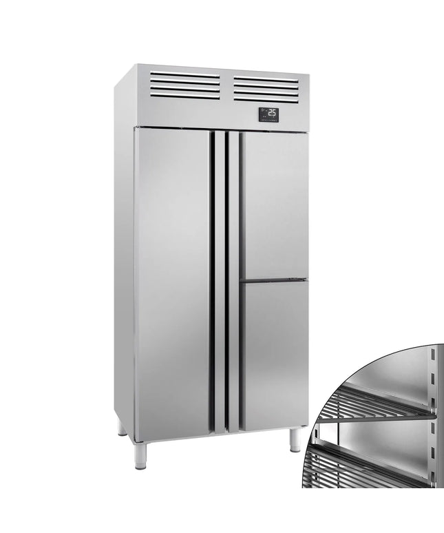 GGM Gastro Commercial Upright Fridge Stainless steel PREMIUM PLUS - GN 1/1 - 745L - with 1 door & 2 half doors