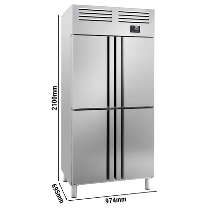 GGM Gastro Commercial Upright Fridge Stainless steel PREMIUM PLUS - GN 1/1 - 745L - with 4 half doors