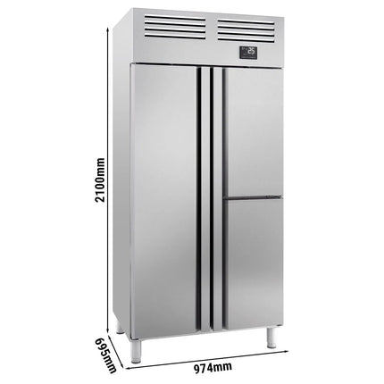 GGM Gastro Commercial Upright Fridge Stainless steel PREMIUM PLUS - GN 1/1 - 745L - with 1 door & 2 half doors