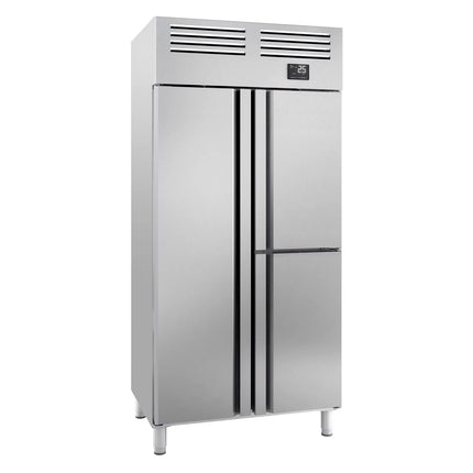 GGM Gastro Commercial Upright Fridge Stainless steel PREMIUM PLUS - GN 1/1 - 745L - with 1 door & 2 half doors