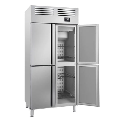 GGM Gastro Commercial Upright Fridge Stainless steel PREMIUM PLUS - GN 1/1 - 745L - with 4 half doors