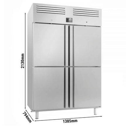 GGM Gastro Commercial Upright Fridge Stainless steel PREMIUM PLUS - GN 2/1 - 1240L - with 4 half doors