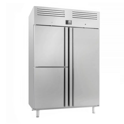 GGM Gastro Commercial Upright Fridge Stainless steel PREMIUM PLUS - GN 2/1 - 1240L - with 1 door & 2 half doors