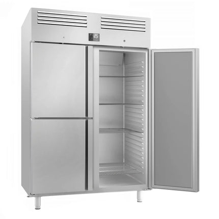 GGM Gastro Commercial Upright Fridge Stainless steel PREMIUM PLUS - GN 2/1 - 1240L - with 1 door & 2 half doors