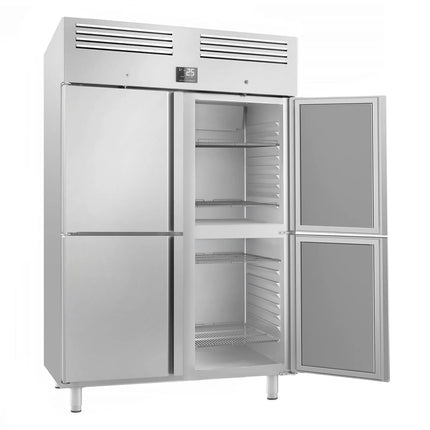 GGM Gastro Commercial Upright Fridge Stainless steel PREMIUM PLUS - GN 2/1 - 1240L - with 4 half doors
