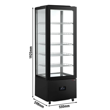 GGM Gastro Commercial upright glass door display fridge - 372L - 550mm - Double glazing - square - with 5 shelves - 1 hinged glass door front