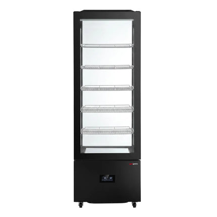 GGM Gastro Commercial upright glass door display fridge - 372L - 550mm - Double glazing - square - with 5 shelves - 1 hinged glass door front