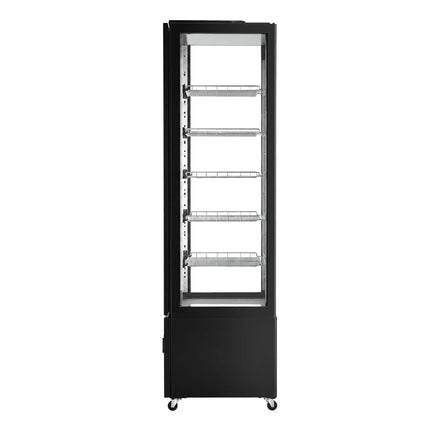 GGM Gastro Commercial upright glass door display fridge - 372L - 550mm - Double glazing - square - with 5 shelves - 1 hinged glass door front
