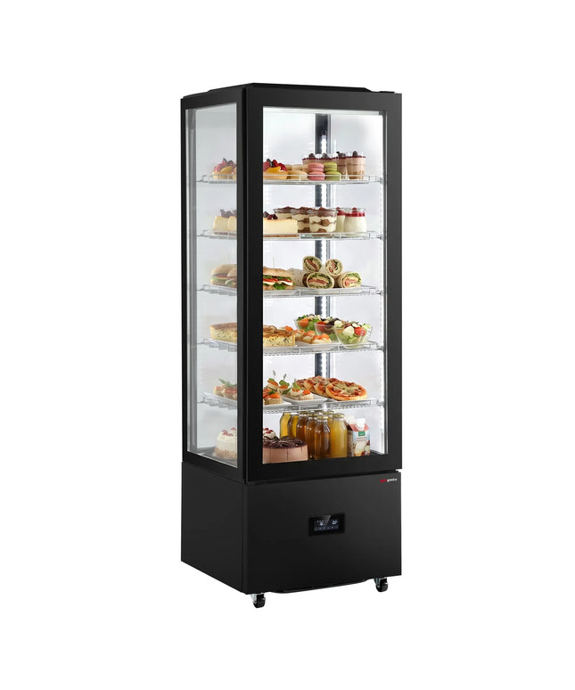 GGM Gastro Commercial upright glass door display fridge - 442L - 650mm - Double glazing - square - with 5 shelves - 1 glass door front