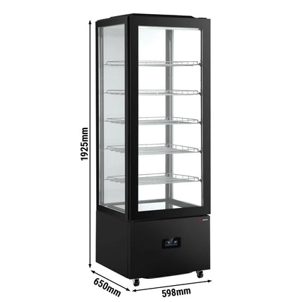 GGM Gastro Commercial upright glass door display fridge - 442L - 650mm - Double glazing - square - with 5 shelves - 1 glass door front