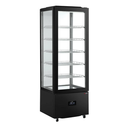 GGM Gastro Commercial upright glass door display fridge - 442L - 650mm - Double glazing - square - with 5 shelves - 1 glass door front