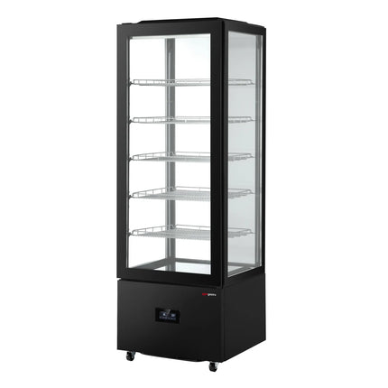 GGM Gastro Commercial upright glass door display fridge - 442L - 650mm - Double glazing - square - with 5 shelves - 1 glass door front
