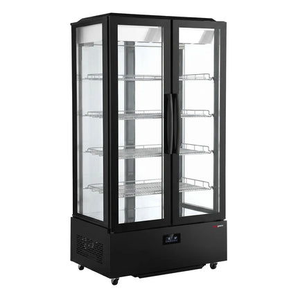 GGM Gastro Commercial upright glass door display fridge - 750L - 990mm - Double glazing - square - with 4 shelves - 2 hinged glass doors