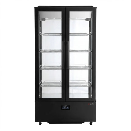GGM Gastro Commercial upright glass door display fridge - 750L - 990mm - Double glazing - square - with 4 shelves - 2 hinged glass doors