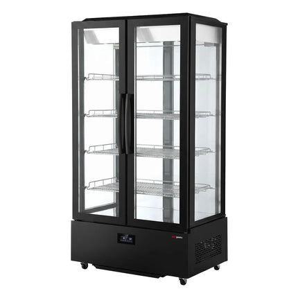 GGM Gastro Commercial upright glass door display fridge - 750L - 990mm - Double glazing - square - with 4 shelves - 2 hinged glass doors