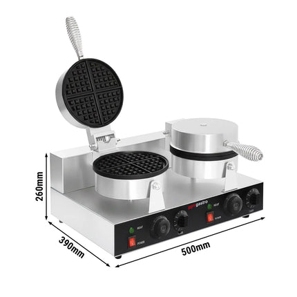 GGM Gastro Commercial Waffle Maker - Double - Manual - 2.6kW - Shape: Round - Ø 180mm - plates with Teflon coating