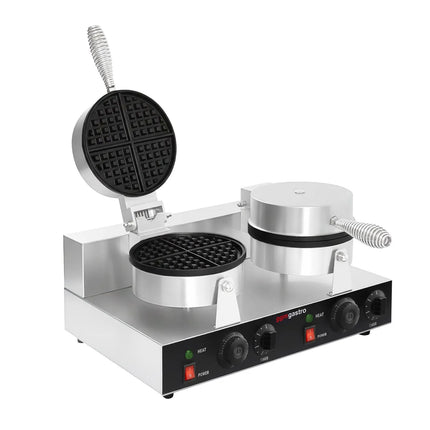 GGM Gastro Commercial Waffle Maker - Double - Manual - 2.6kW - Shape: Round - Ø 180mm - plates with Teflon coating