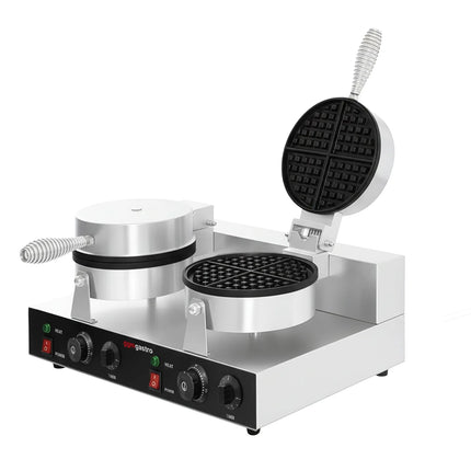 GGM Gastro Commercial Waffle Maker - Double - Manual - 2.6kW - Shape: Round - Ø 180mm - plates with Teflon coating